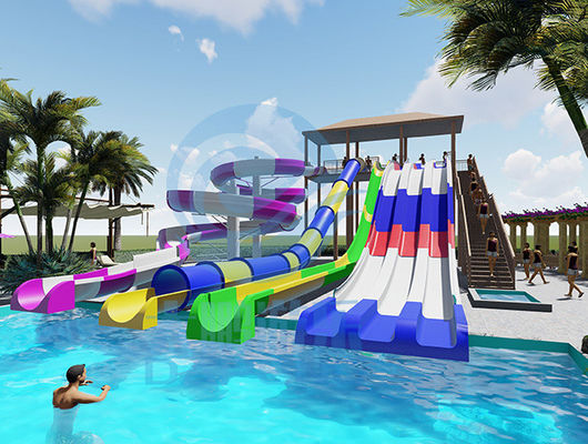 قیمت خوب Commercial FRP Swimming Pool Water Slide Combo 7m Height For All Ages آنلاین