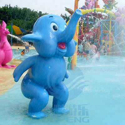 قیمت خوب Children Play Pool Water Sprays Small Elephant, Fiberglass Standing Animal - Blue آنلاین