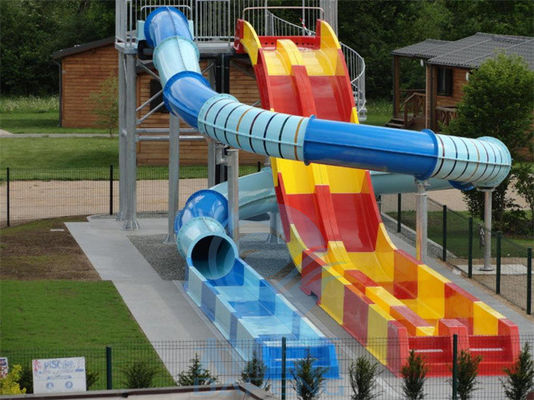 قیمت خوب Spiral Enclosed Water Slide Rainbow Racing Pool Slide With Led Light Effect آنلاین