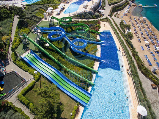 قیمت خوب Resort Beach FRP Hill Water Slide Cluster Customized Big Water Slide For Adults آنلاین