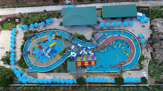 قیمت خوب OEM 4000 مربع پارک آبی Lazy River سفارشی با اسلایدهای استخر شنا آنلاین