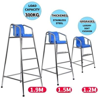 قیمت خوب Rts Water Park 304 Stainless Steel Lifeguard Chair Sliver+Blue Other Water Play Equipment آنلاین