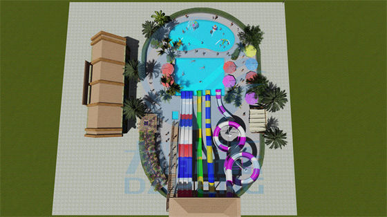 قیمت خوب تجهیزات بازی پارک آبی با اسلاید آبی فیبرگلاس برای بچه ها آنلاین