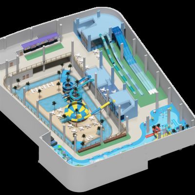۲۵۰۰ متر مربع پارک آبی دو لایه ای در داخل خانه طراحی پروژه برای همه سنین