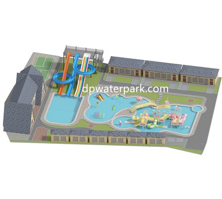 قیمت خوب Hotel Aqua Park Design Fiberglass Water Play Equipment  Customized Resort Water Park Slides With Kids Play House آنلاین