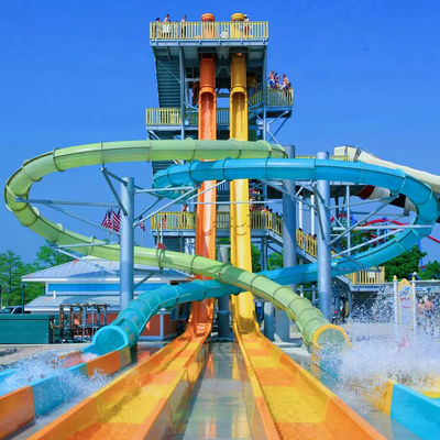 قیمت خوب Customized Colorful Fiberglass Water Park Slide Ending with Pool for Resort Hotels آنلاین