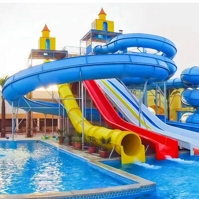 Customized Fiberglass Water Slide Combination 8-10mm Thick For Commercial Water Park Swimming Pool One Year Warranty