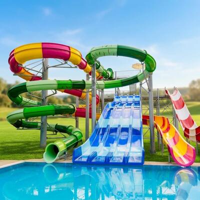 Custom Spiral Enclosed Fiberglass Water Slide Set 6-10mm Thickness For Commercial Hotel Resort Pool Aqua Park