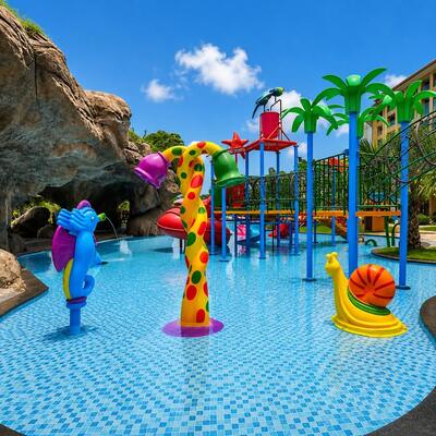 طرح تم اسب دریایی و حلزون استخر کودکان طراحی پارک آبی طرح تعاملی Splash Pad For Aqua Resort
