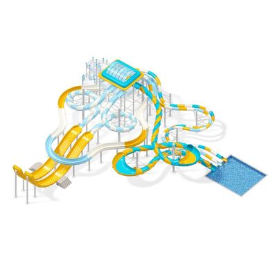 قیمت خوب تجهیزات پارک آبی فایبرگلاس رنگین کمانی با ارتفاع ۱۲ متر برای بازی بزرگسالان آنلاین