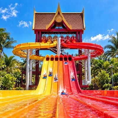 Octopus Fiberglass Water Slide Combination Multi Lane Custom Color Ride System For Water Parks